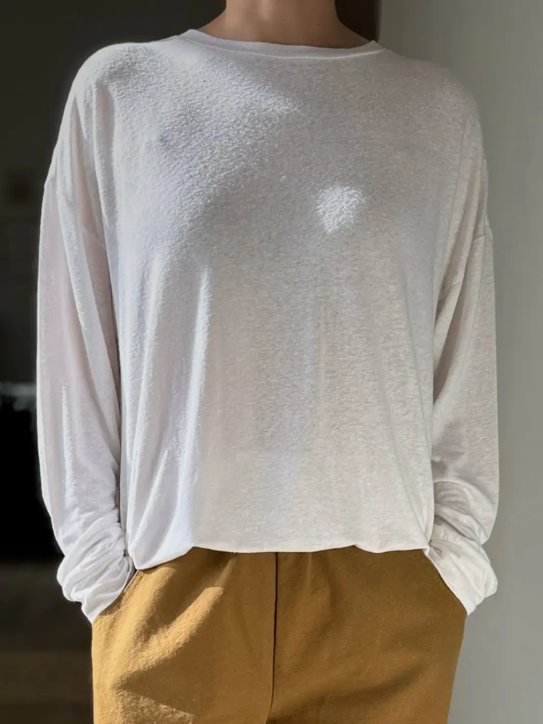 Haze Linen Blend Tee - White - Image 3