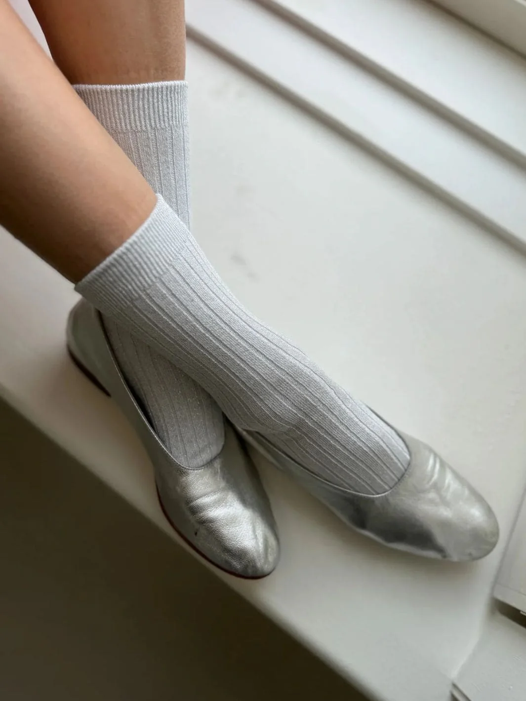 Her Socks (MODAL Lurex) - Snow White - Image 2