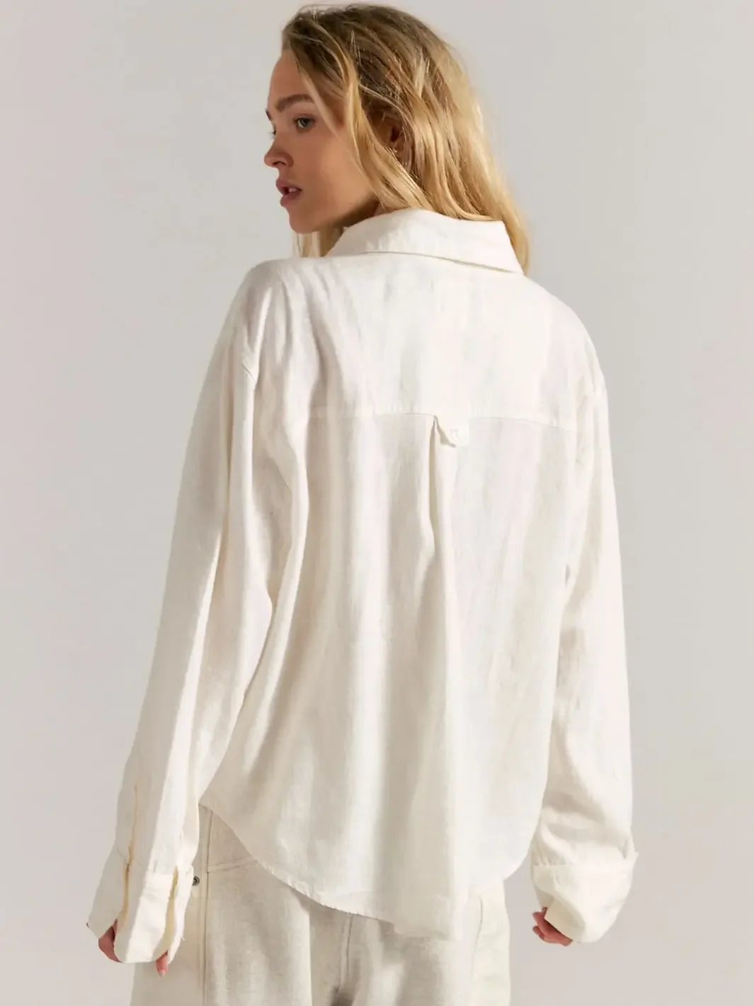 Laurel Linen Button Down Top - Clean Ivory - Image 3