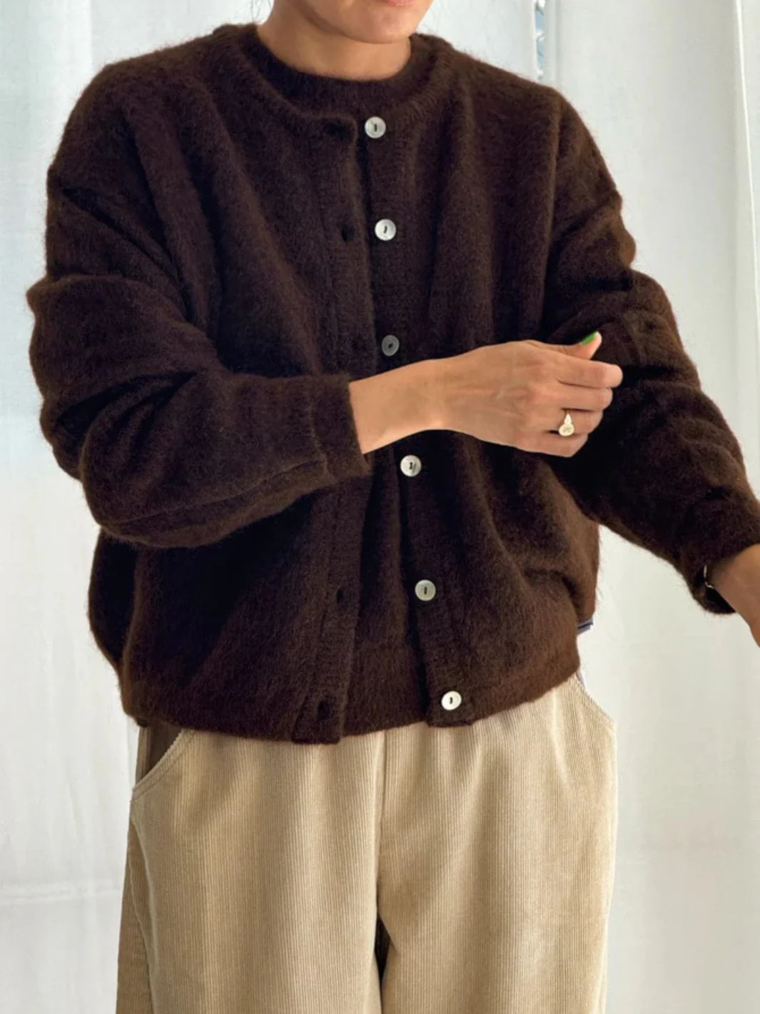 Leila Mohair Cardigan - Cocoa Bean - Image 3