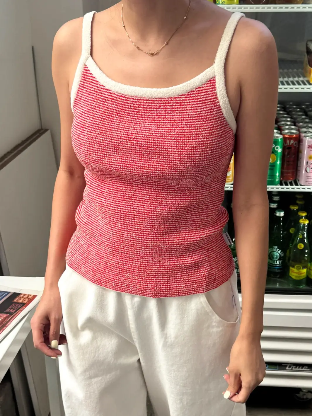 Lily Sweater Cami - Red Stripe - Image 2
