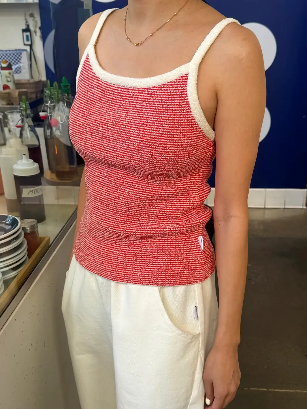 Lily Sweater Cami - Red Stripe - Image 3