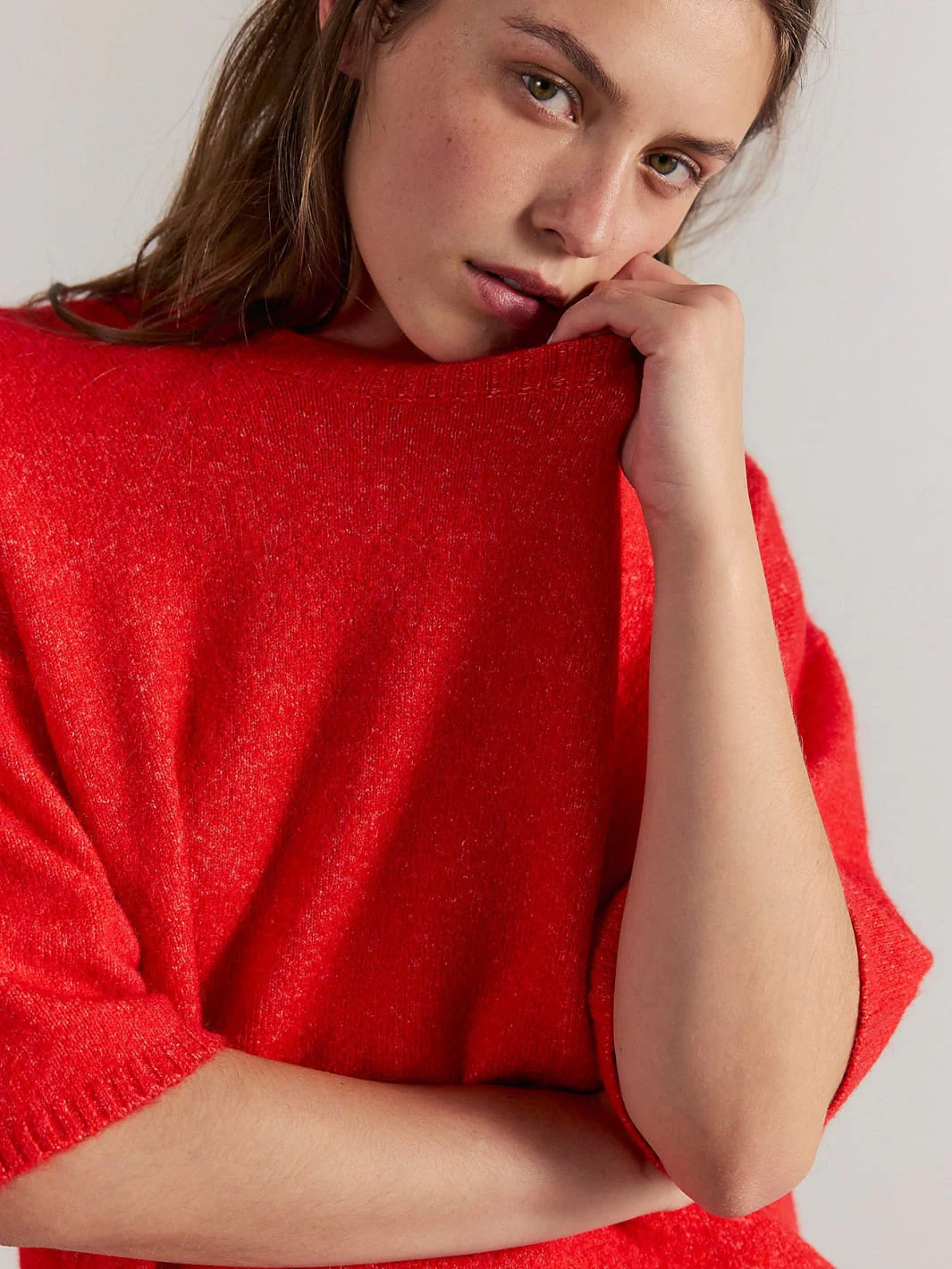 Margot SoftSpun Sweater Tee - Cherry Pop Melange - Image 2