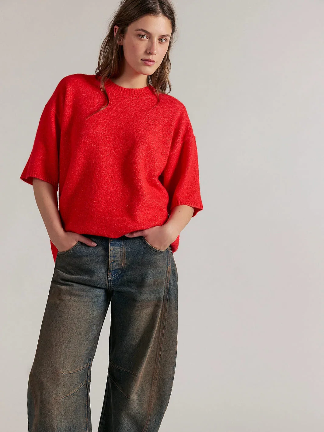 Margot SoftSpun Sweater Tee - Cherry Pop Melange - Image 5