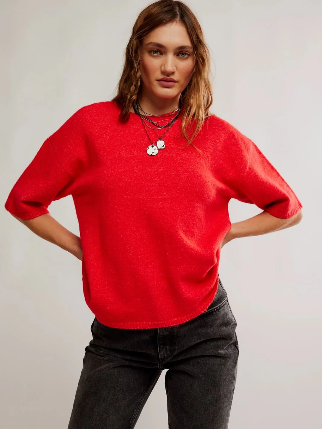 Margot SoftSpun Sweater Tee - Cherry Pop Melange - Image 6