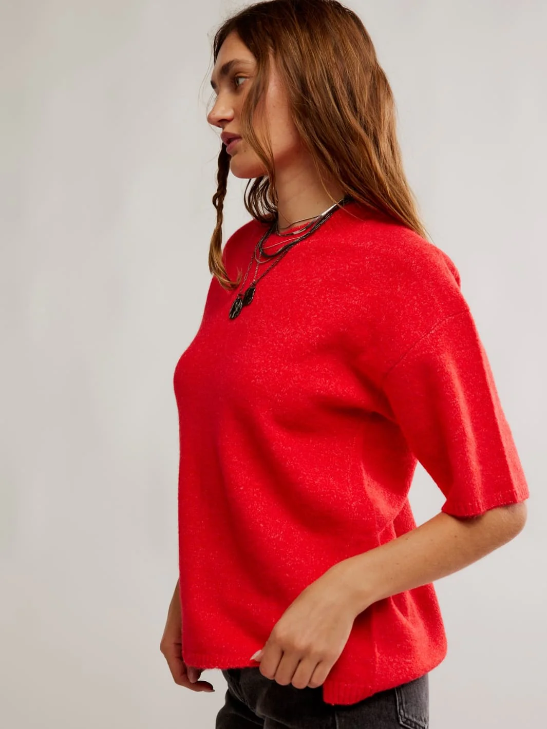 Margot SoftSpun Sweater Tee - Cherry Pop Melange - Image 7