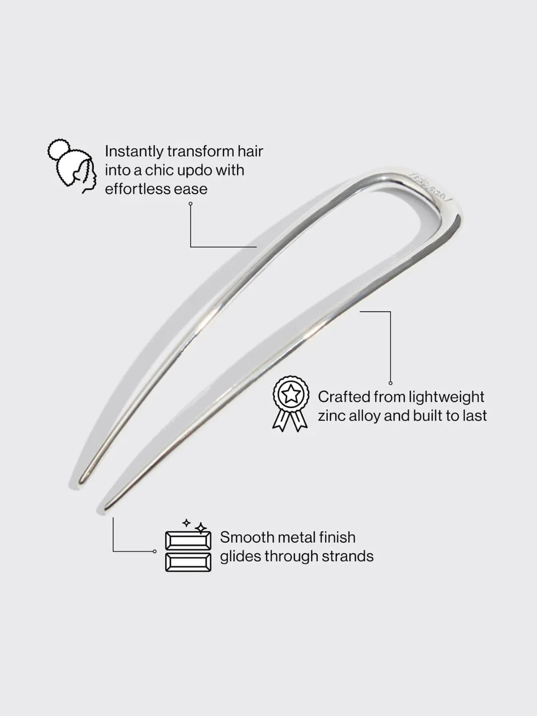Metal French Hair Pin - Silver - Image 4