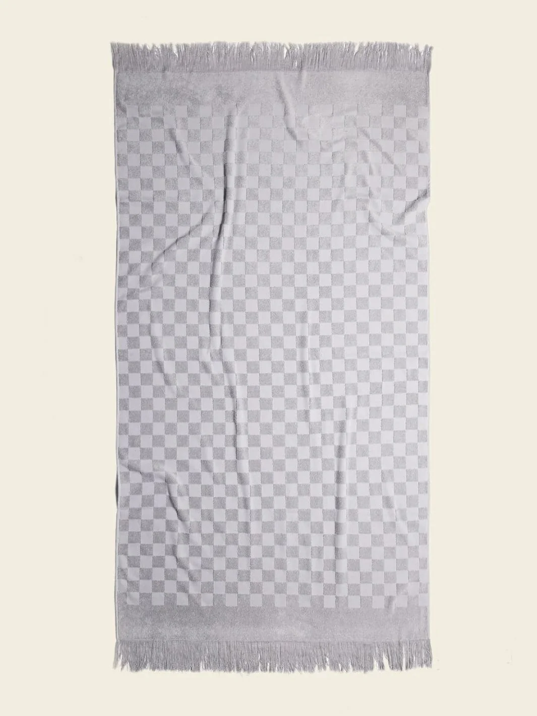 Organic Poolside Checkered Beach Towel - Pumice - Image 5