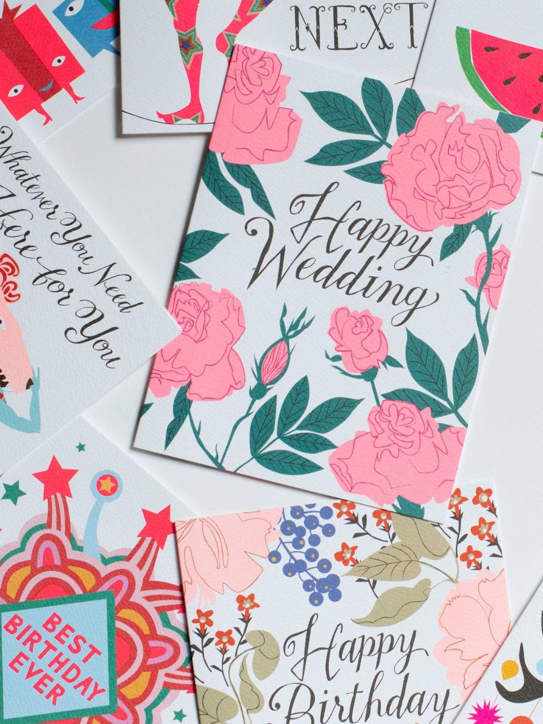 Pastel Neon Roses Wedding Note Card - Image 2