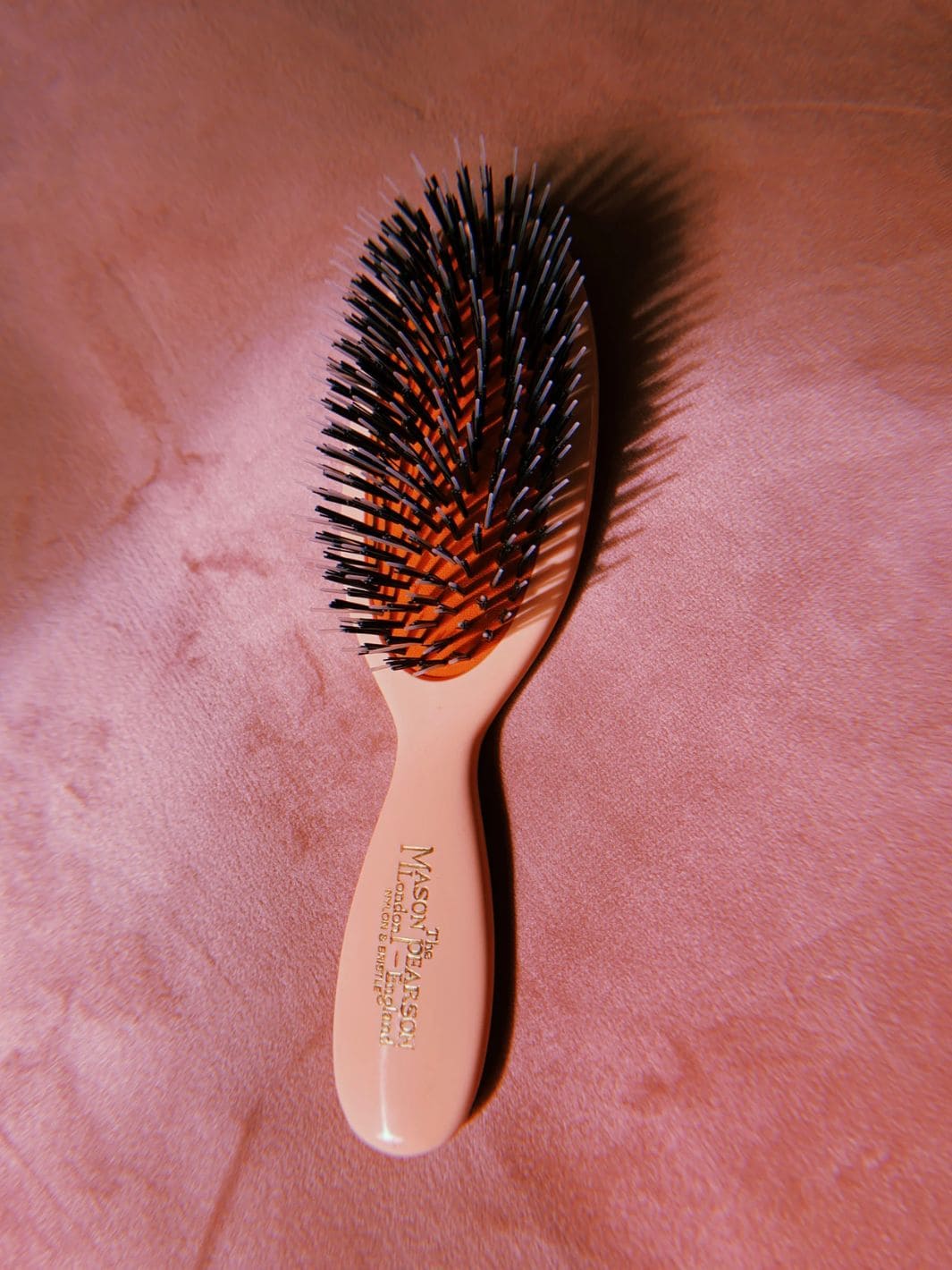 Pastel Pink Boar Bristle & Nylon Mix Mason Pearson Hair Brush - Image 3
