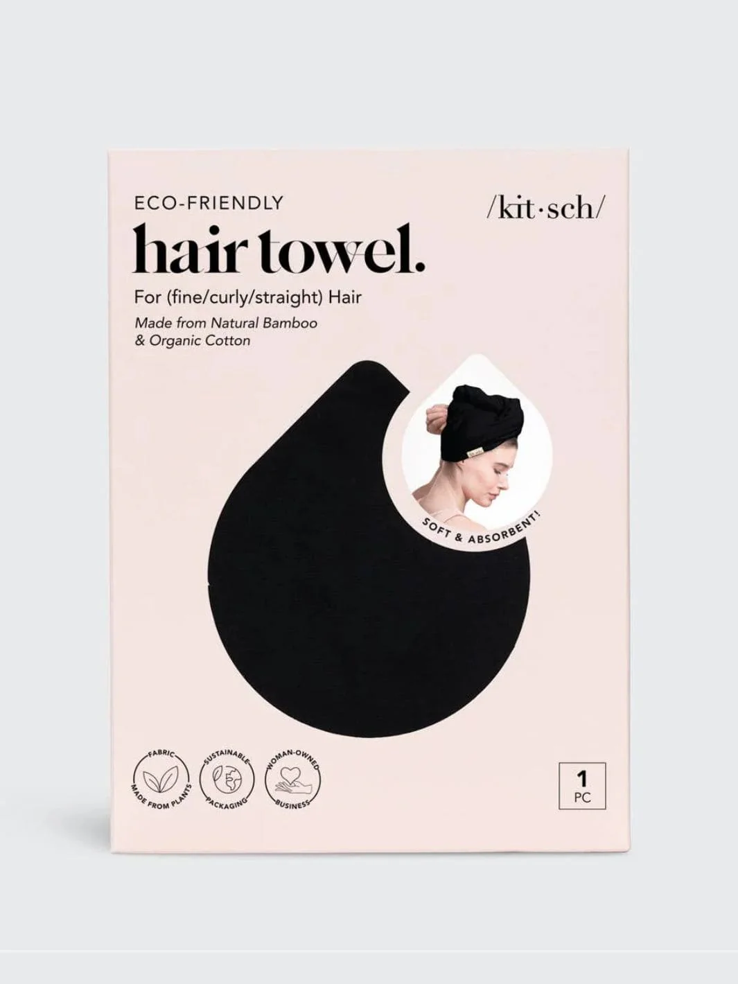Quick Dry Hair Towel - Eco Black - Image 6