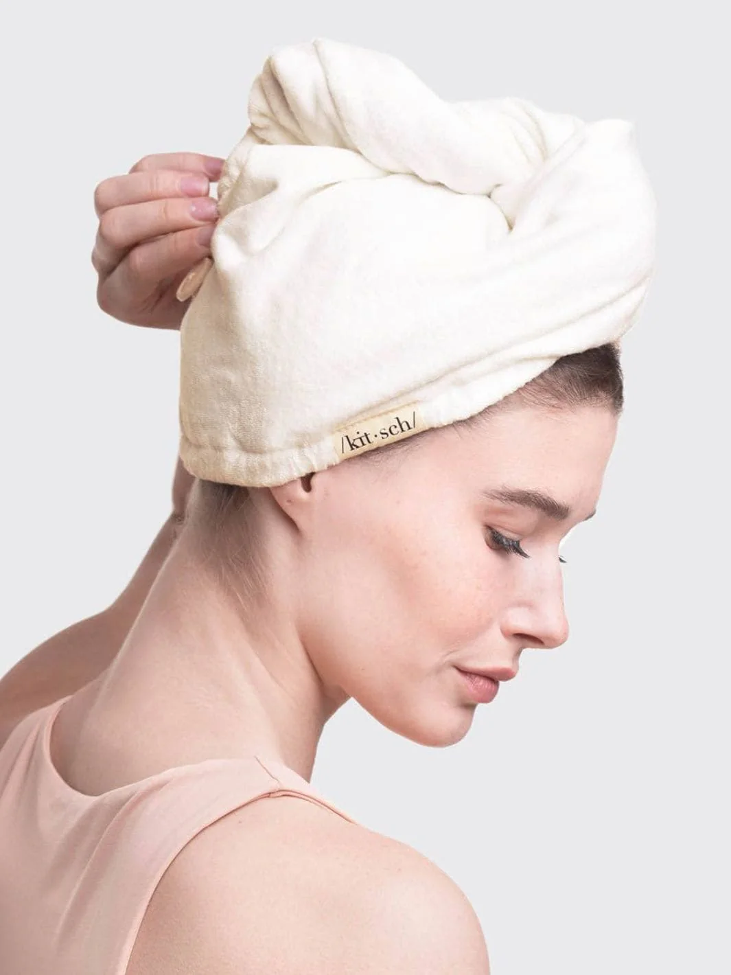 Quick Dry Hair Towel - Ivory - Image 2
