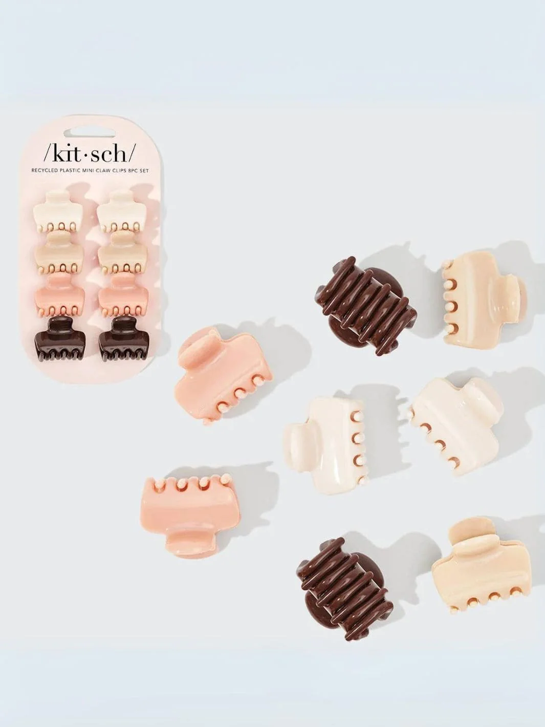 Recycled Plastic Mini Cloud Claw Clips 8pc Set - Rosewood - Image 5