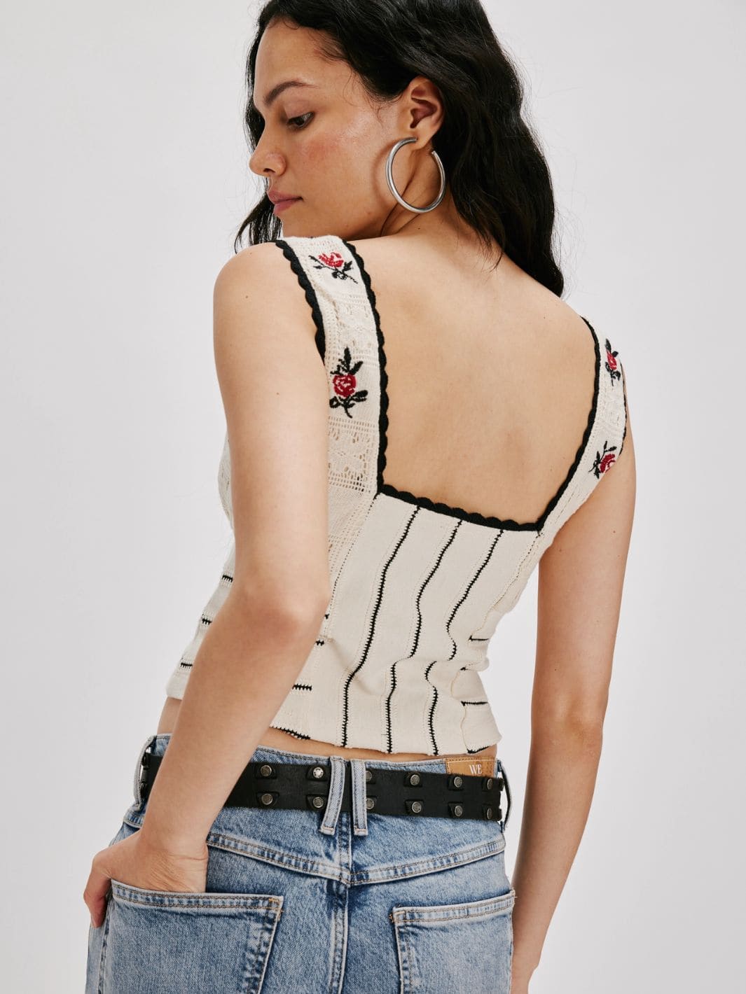 Rose Bud Knit Top - Ivory Combo - Image 3