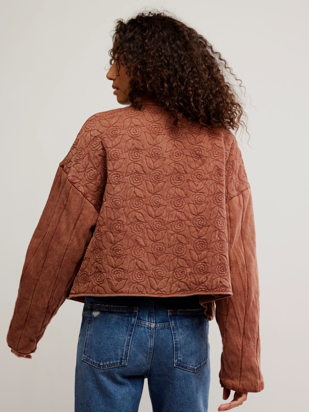 Rose Zip-Up Sweatshirt - Cinnamon Stick - Image 4
