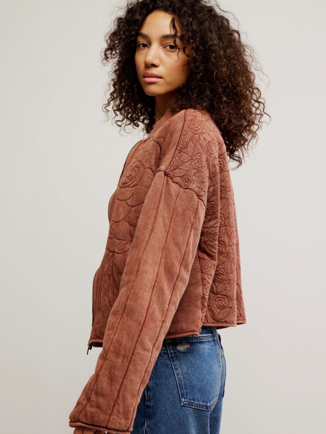 Rose Zip-Up Sweatshirt - Cinnamon Stick - Image 5