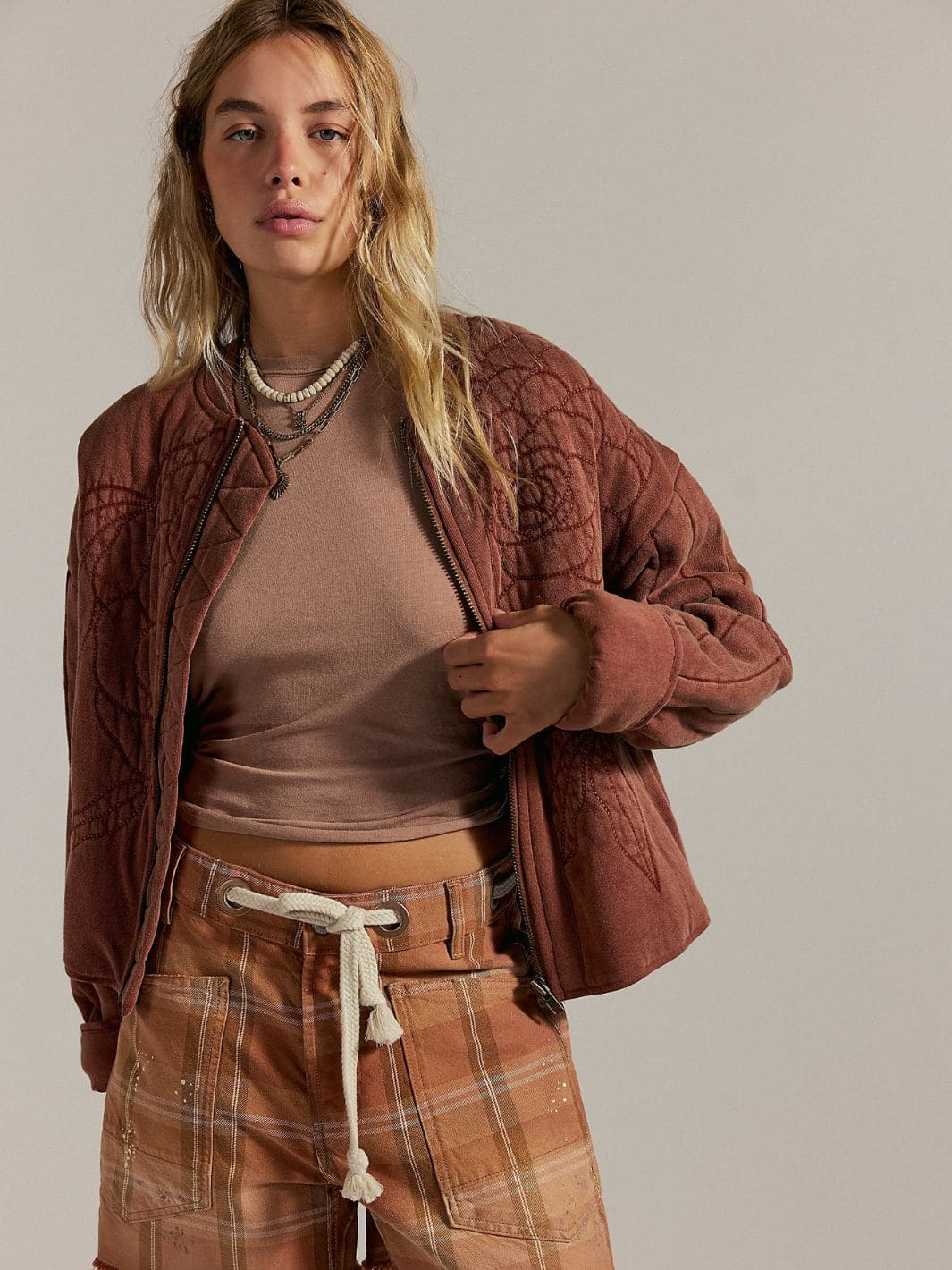 Rose Zip-Up Sweatshirt - Cinnamon Stick - Image 6