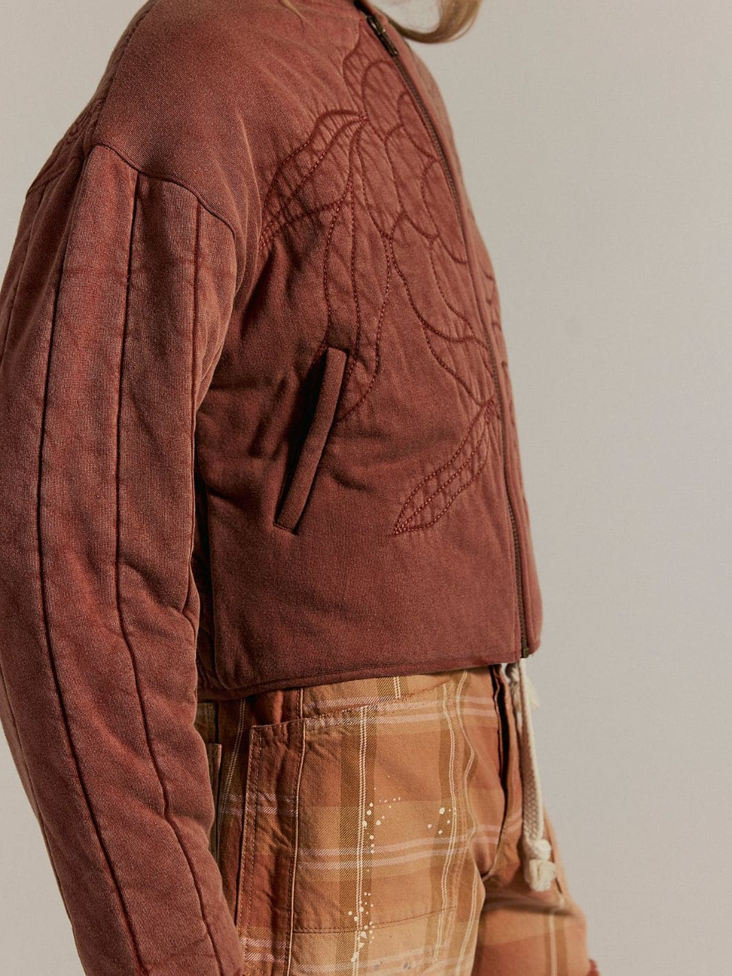 Rose Zip-Up Sweatshirt - Cinnamon Stick - Image 9