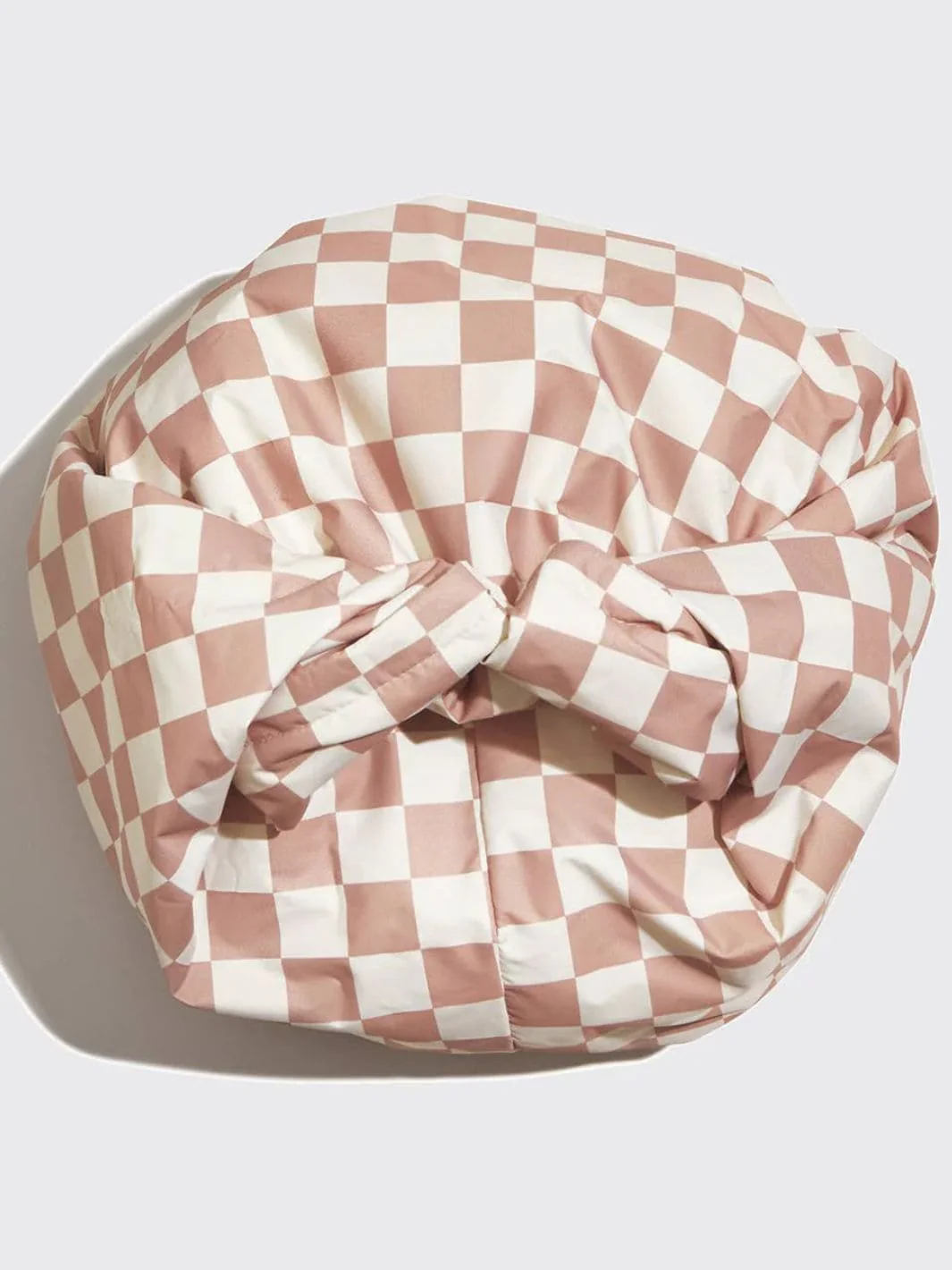 Satin Lined Flexi Shower Cap - Terracotta Checker - Image 5