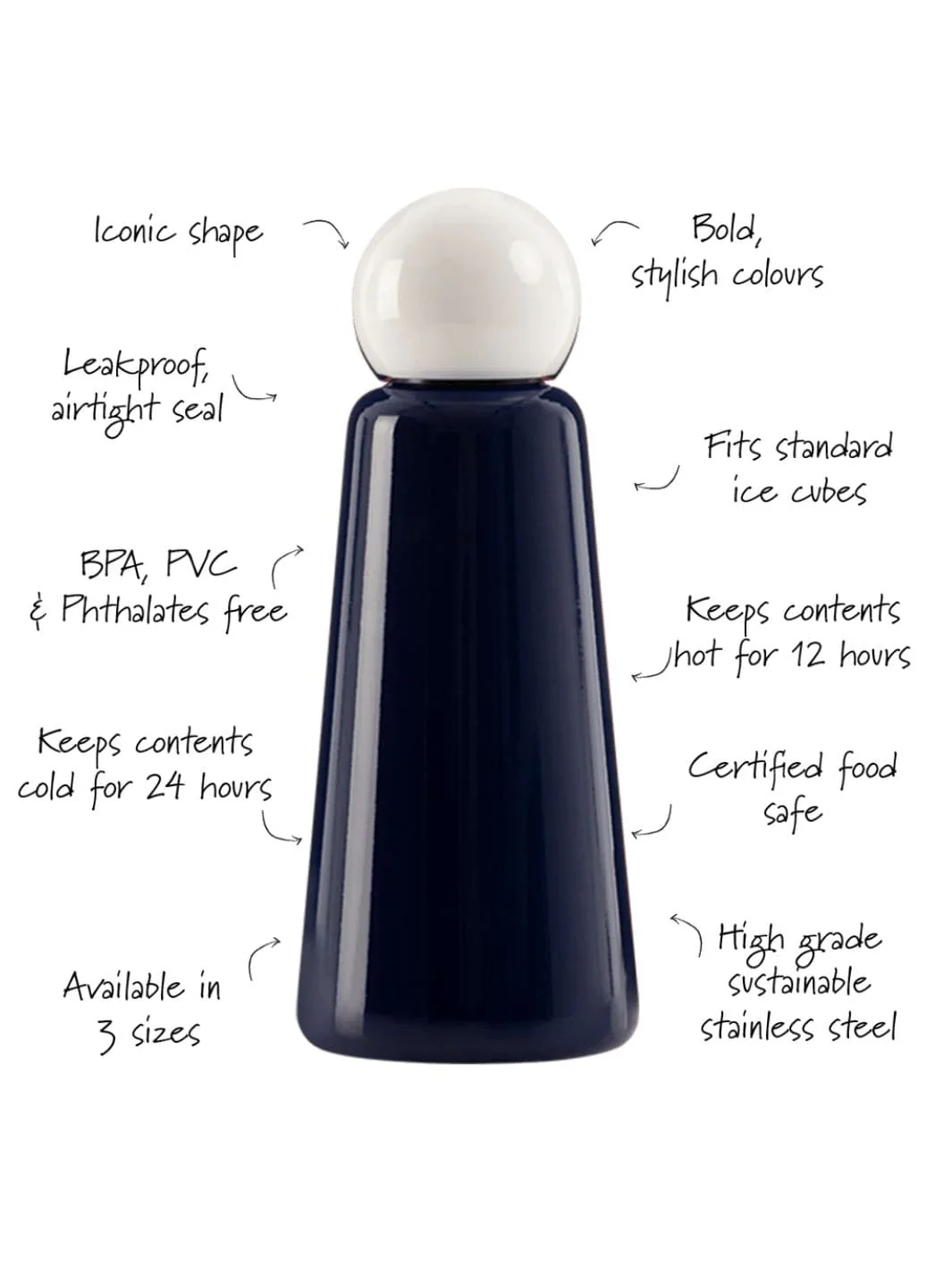 Skittle Original Water Bottle - Indigo & White - Image 3