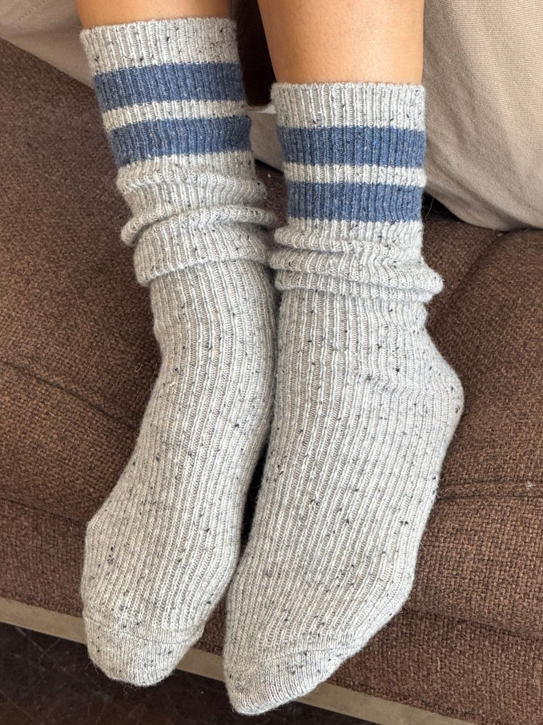 Snow Varsity Socks - Grey / Blue - Image 2