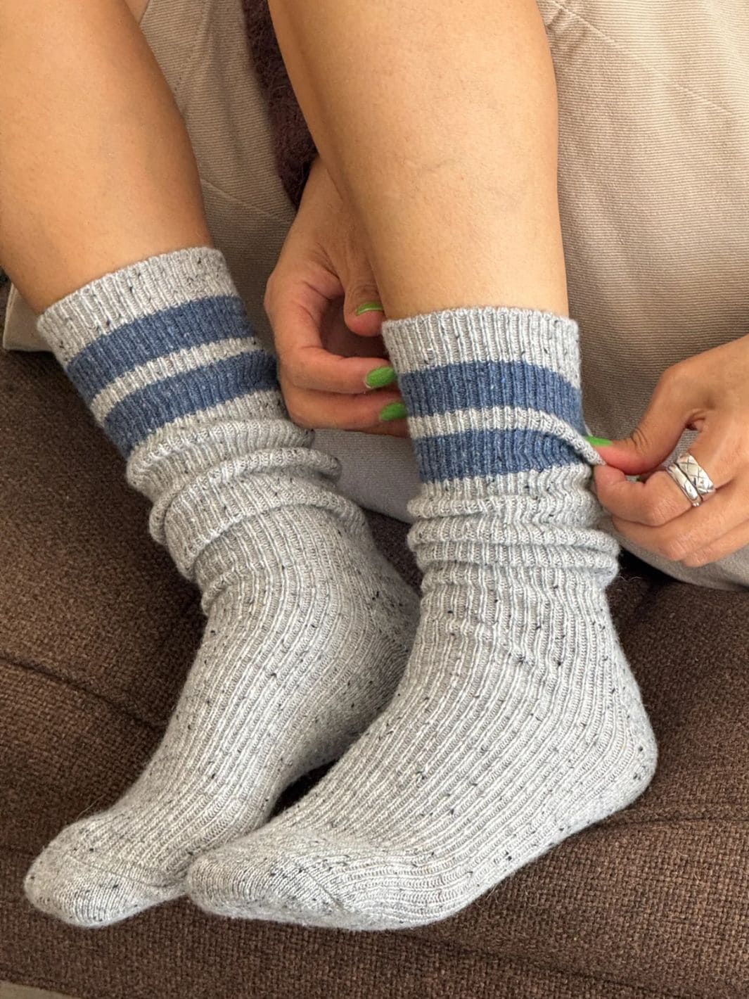 Snow Varsity Socks - Grey / Blue - Image 4