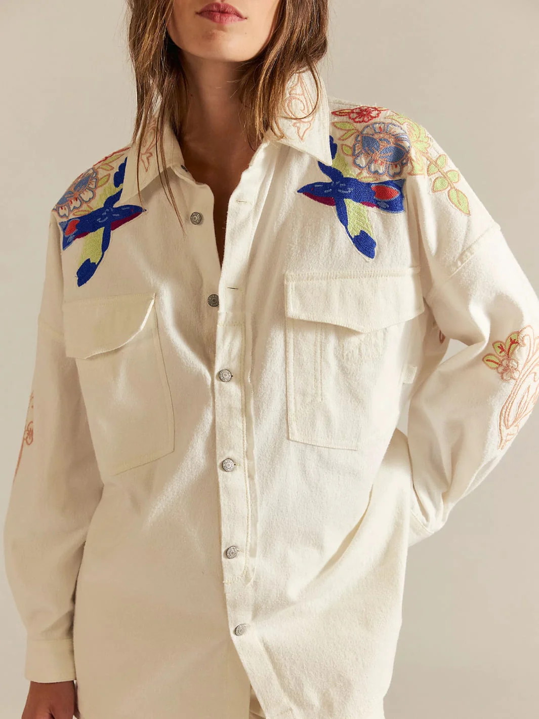Take Flight Embroidered Shirt - Snow Bell Combo - Image 3