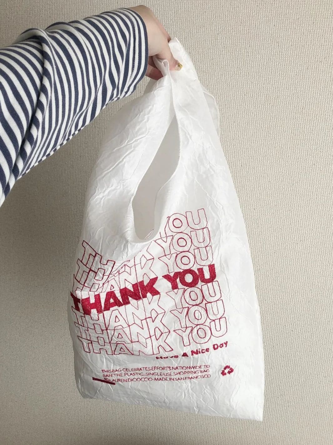 Thank You Tote - Red TYTY On White by Lauren DiCioccio - Image 5