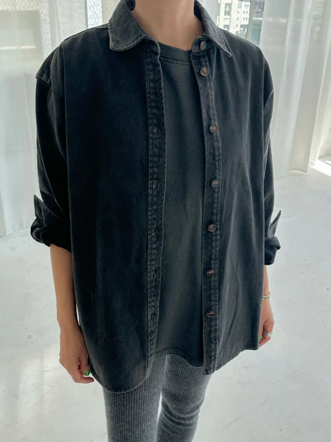 Theo Heavy Denim Jacket - Black Denim - Image 2