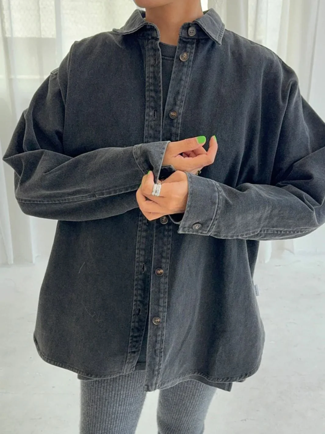 Theo Heavy Denim Jacket - Black Denim - Image 4