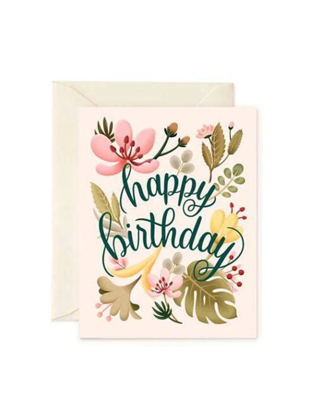 Tropical Plants Birthday Card - Cream - Image 2