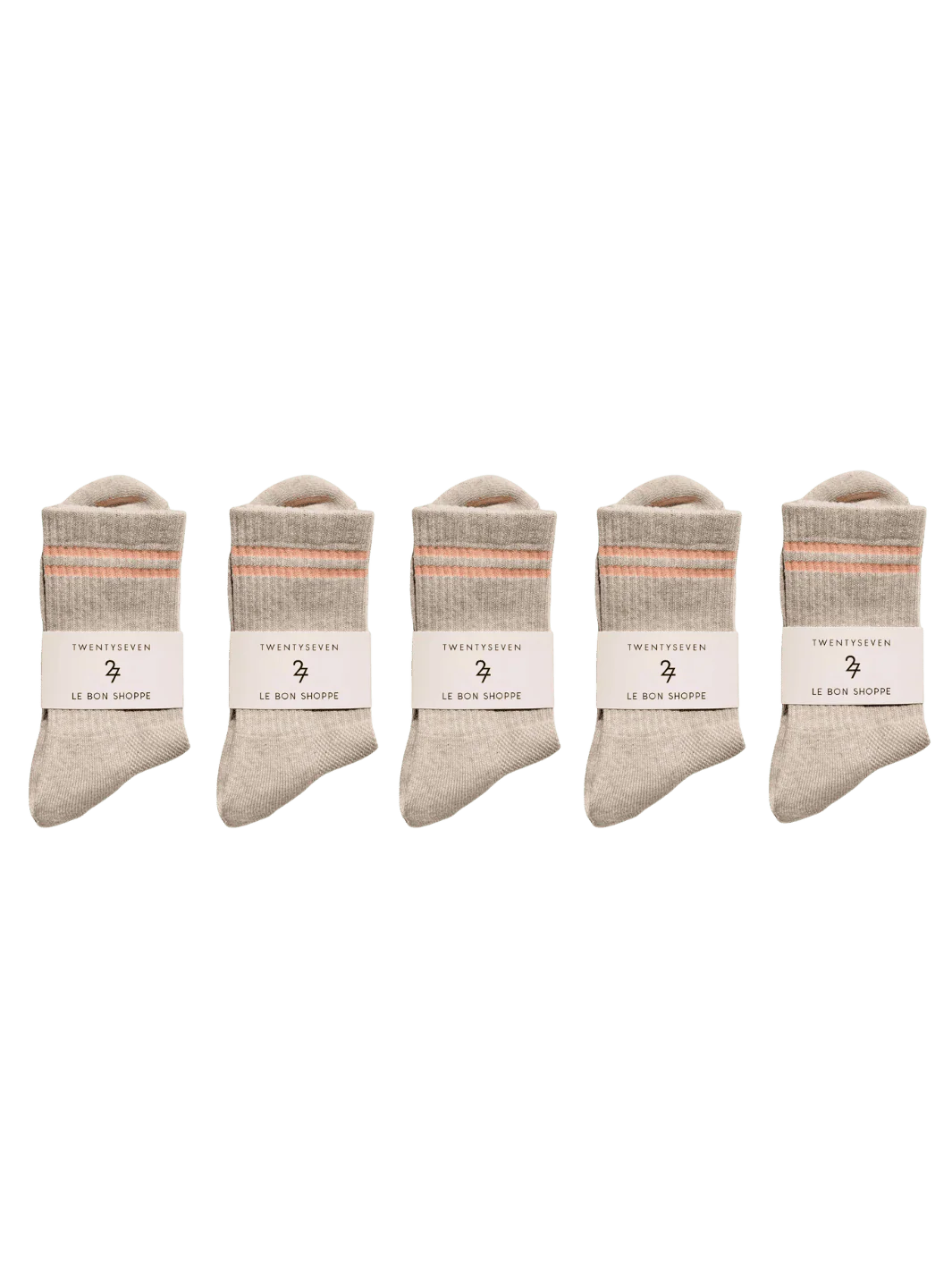 Twentyseven x Le Bon Shoppe Boyfriend Sock - Oatmeal/Rose (5 Pack)