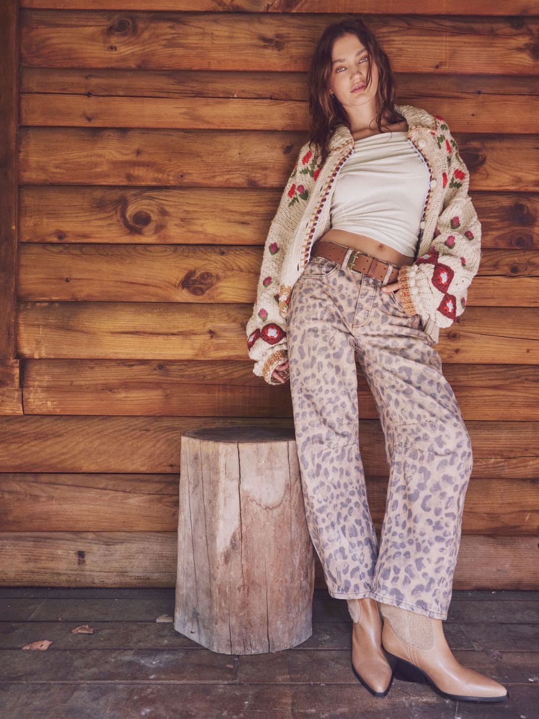 Good Luck Printed Barrel Jeans - Brown Sugar Combo - Image 10