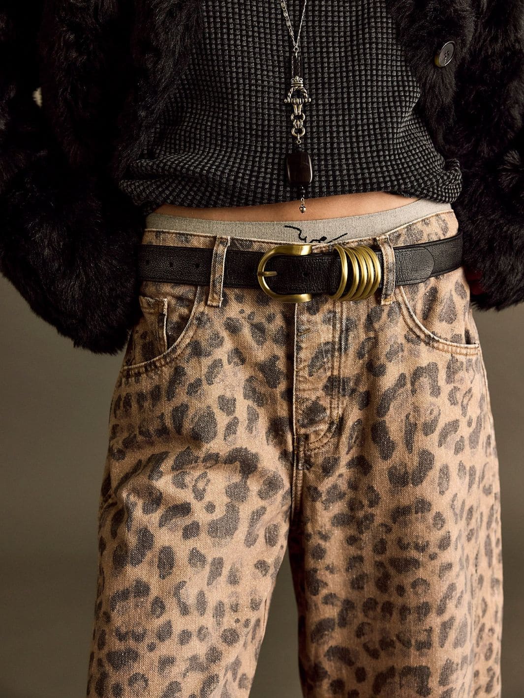 Good Luck Printed Barrel Jeans - Brown Sugar Combo - Image 5