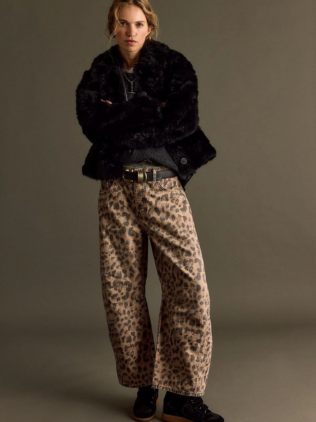 Good Luck Printed Barrel Jeans - Brown Sugar Combo - Image 6
