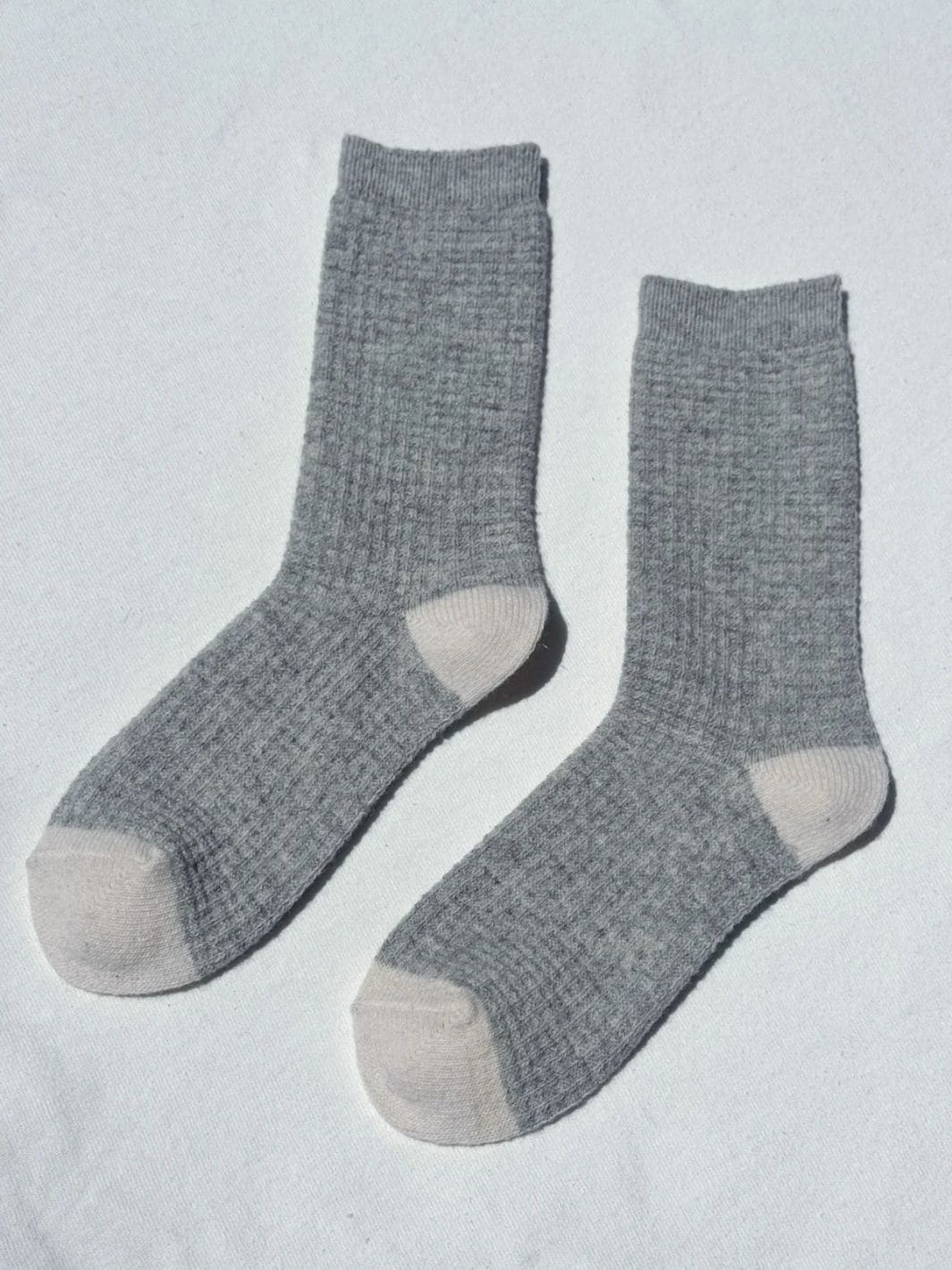 Wool Waffled Socks - Stone / Cream - Image 4